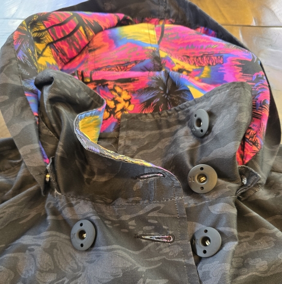 Hurley Winchester Hot Tropic Camo Black Rain Jacket L - Picture 9 of 14